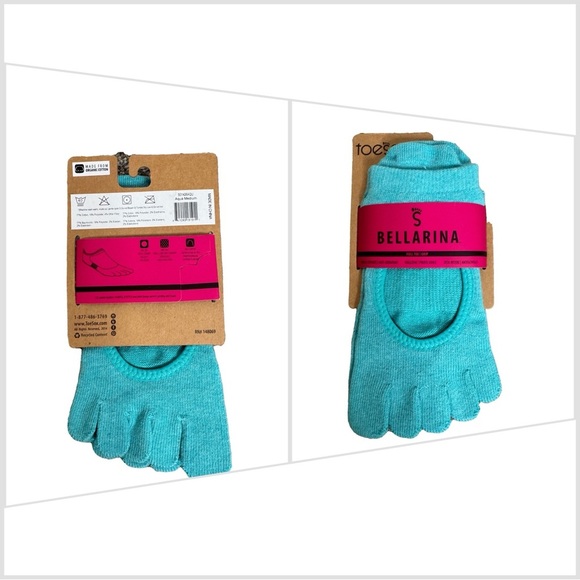 BallerinaToeSox Turquoise Grip Socks-Medium - Picture 3 of 3